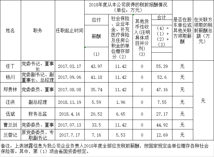 四川省尊龍集團(tuán)有限責(zé)任公司負(fù)責(zé)人2018年度薪酬情況